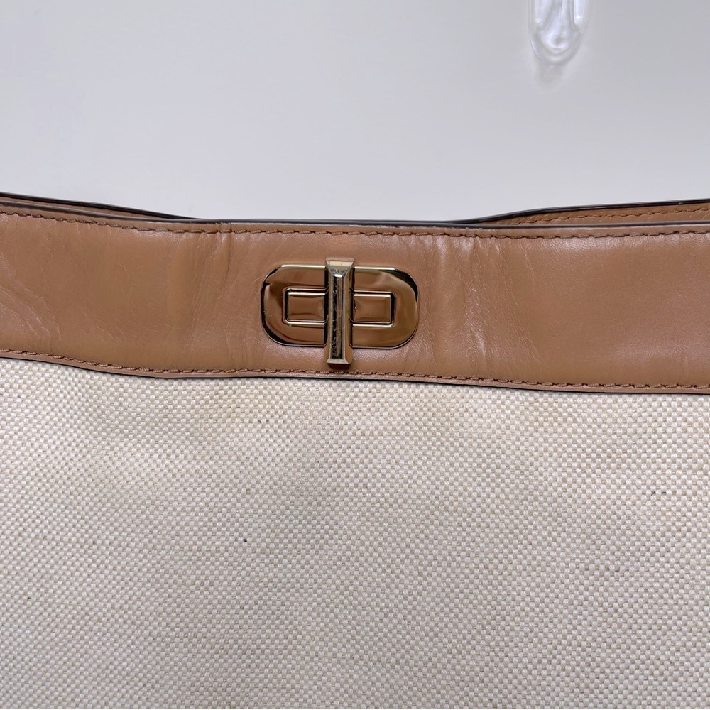 Michael Kors Sullivan Large Leather and Linen Messenger Bag travel office career - Picture 6 of 12